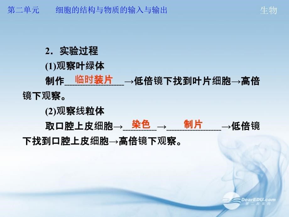 2013高考生物第一轮复习 第二单元第6讲 细胞器——系统内的分工合作教学课件_第5页