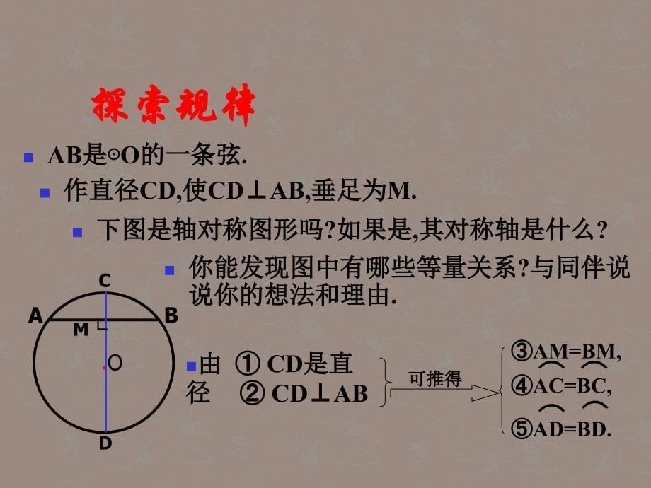 江苏省灌南县实验中学九年级数学上册《5.2 圆的轴对称性（2）》课件 苏科版_第5页