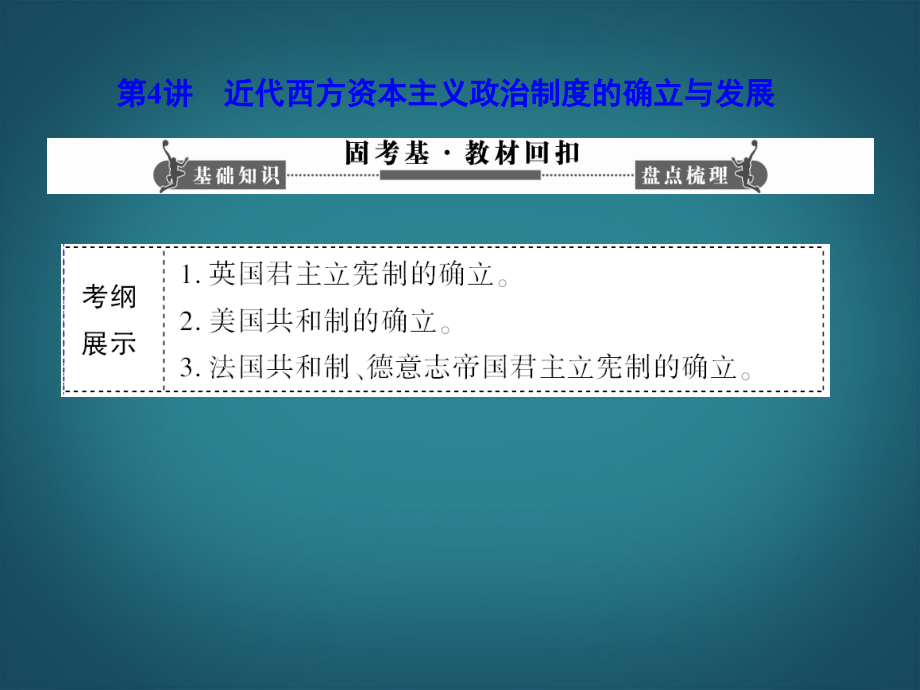 2014年高考历史一轮复习 第二单元第4讲 近代西方资本主义政治制度的确立与发展课件 新人教版_第1页