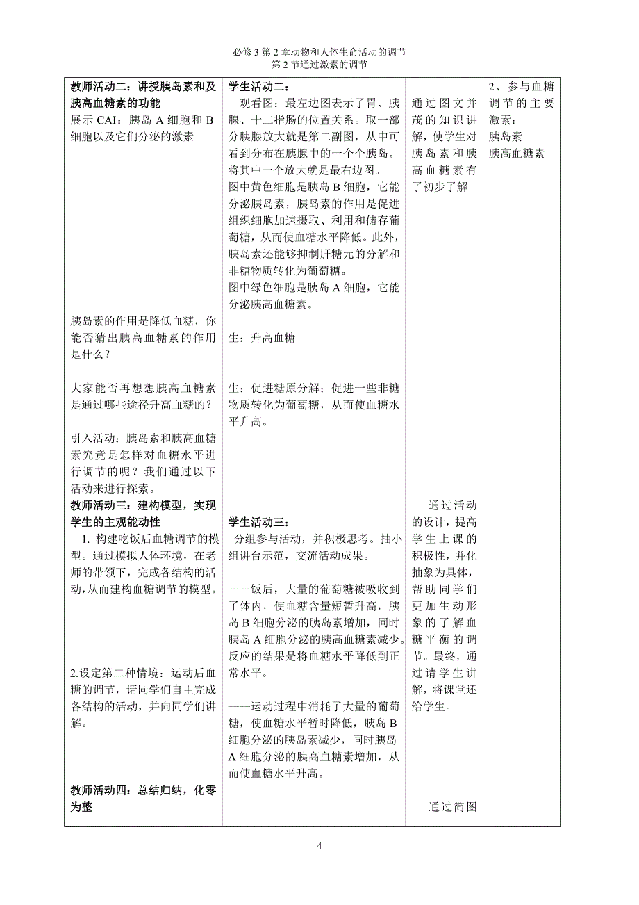 血糖平衡的调节教学设计_第4页