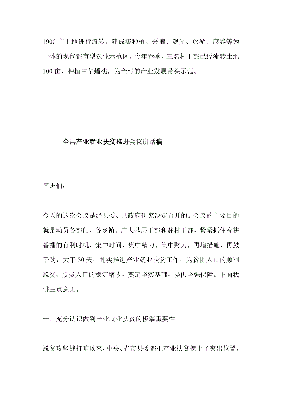 2019 驻村第一书记帮扶典型发言与 全县产业就业扶贫推进会议讲话稿：两篇_第3页