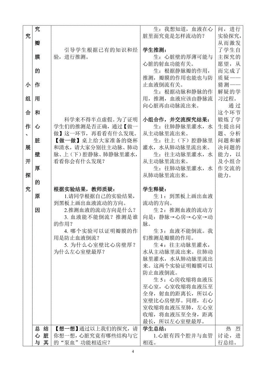 输送血液的泵——心脏 教学设计_第4页