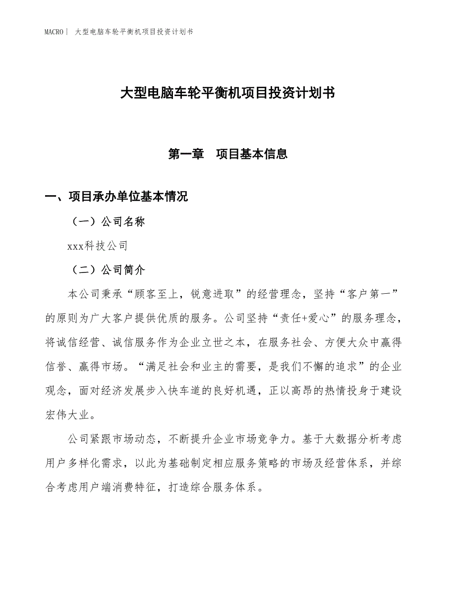 （招商引资报告）大型电脑车轮平衡机项目投资计划书_第1页