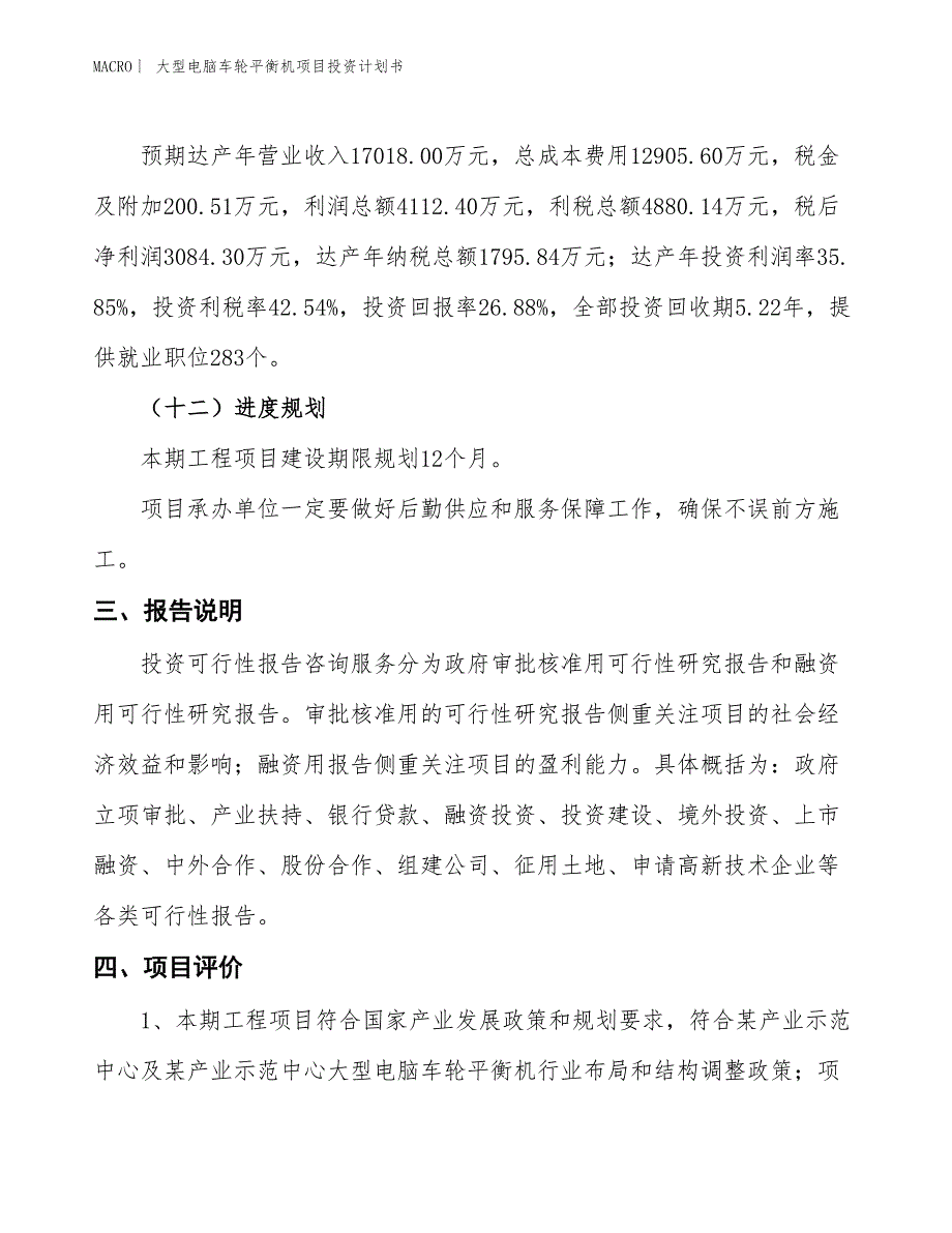 （招商引资报告）大型电脑车轮平衡机项目投资计划书_第4页