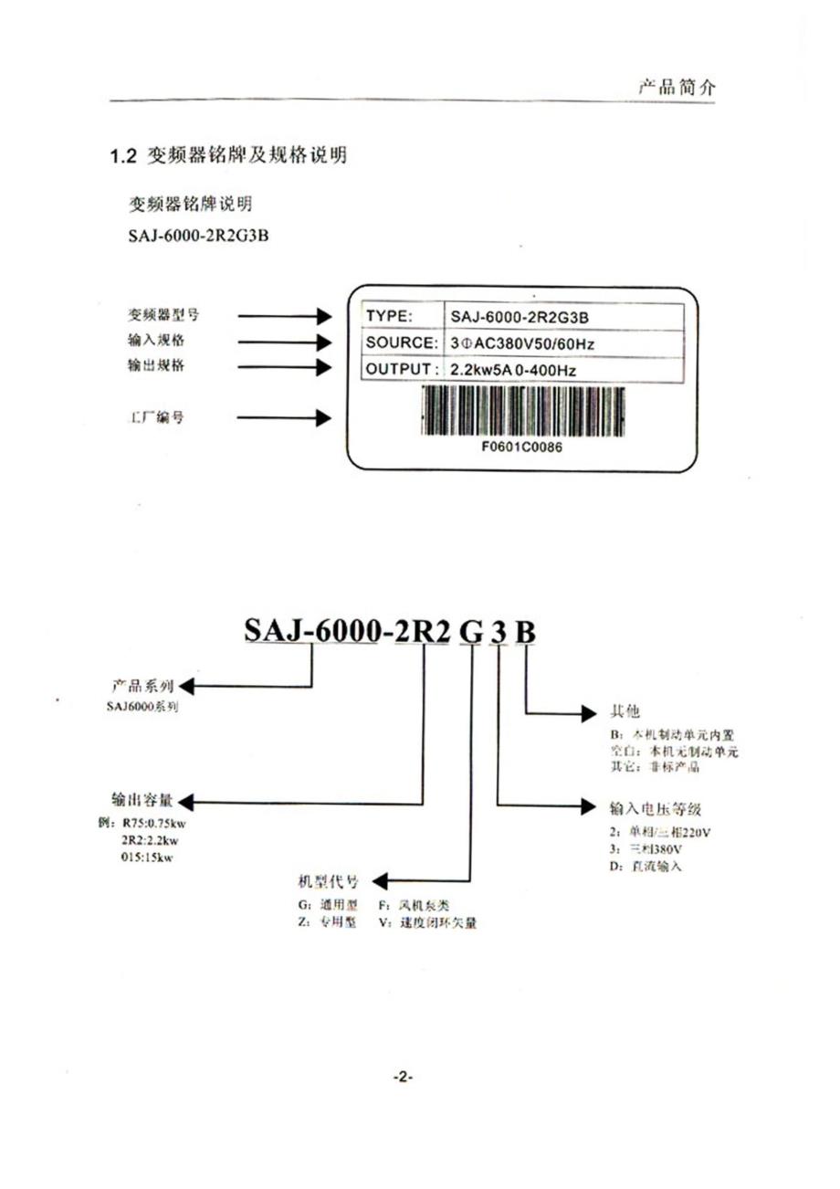 三晶变频器saj6000原厂说明书操作手册_第4页