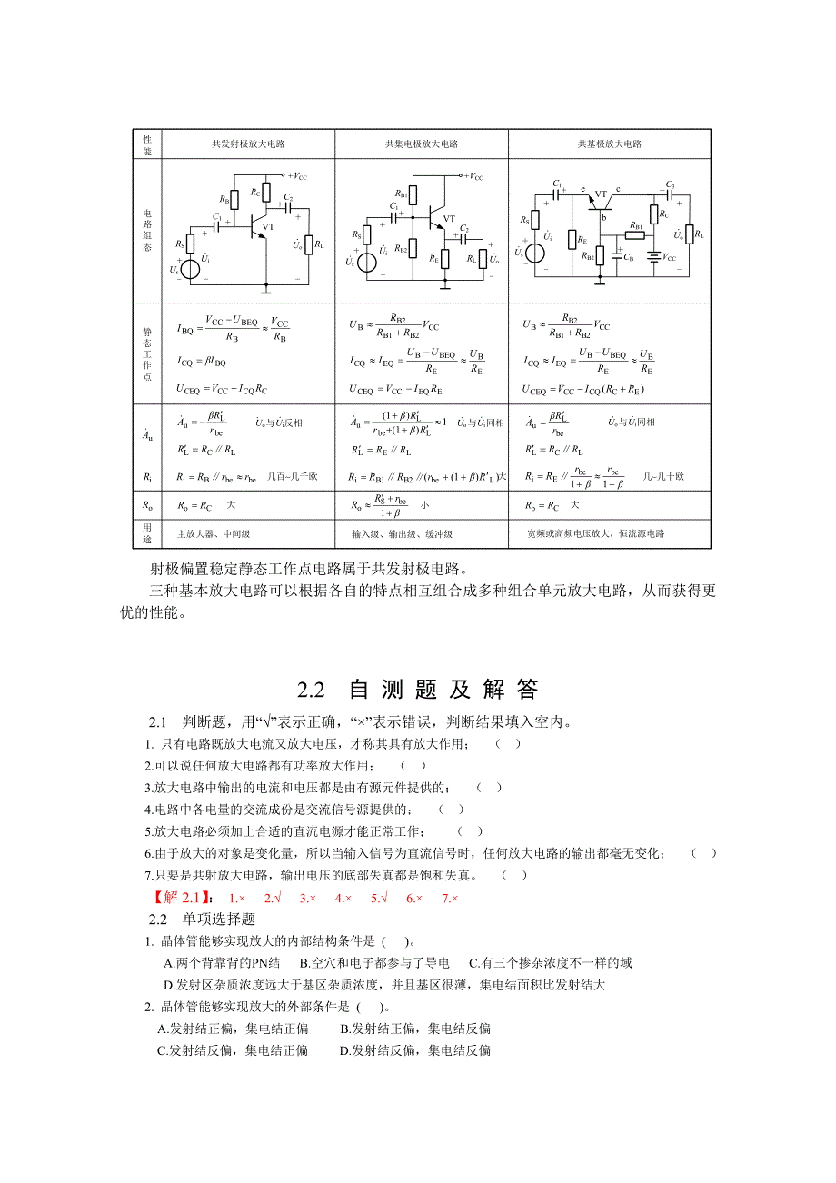 晶体管及其基本放大电路 自测题 习题 解案 08.8.29_第3页