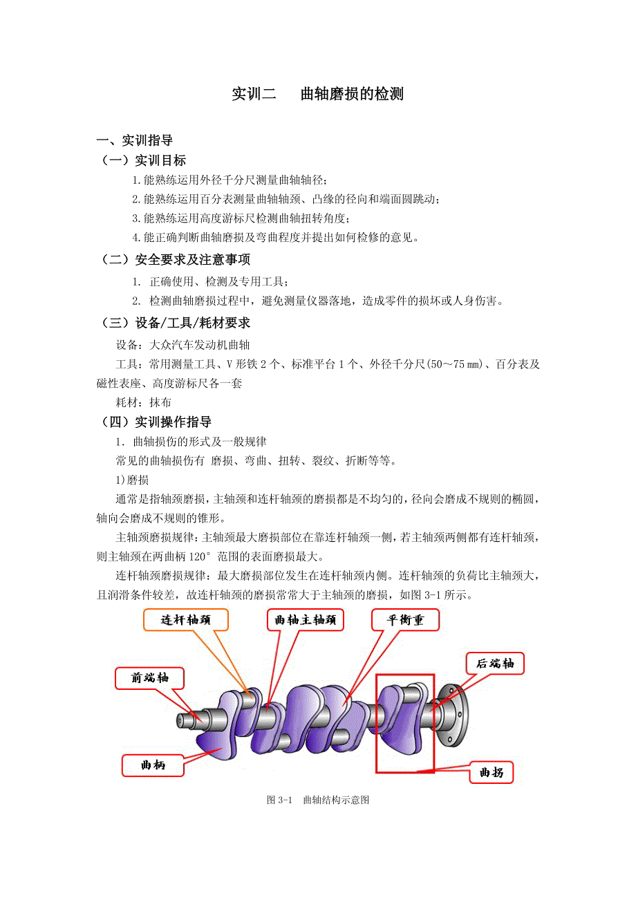 实训二   曲轴磨损的检测1_第1页