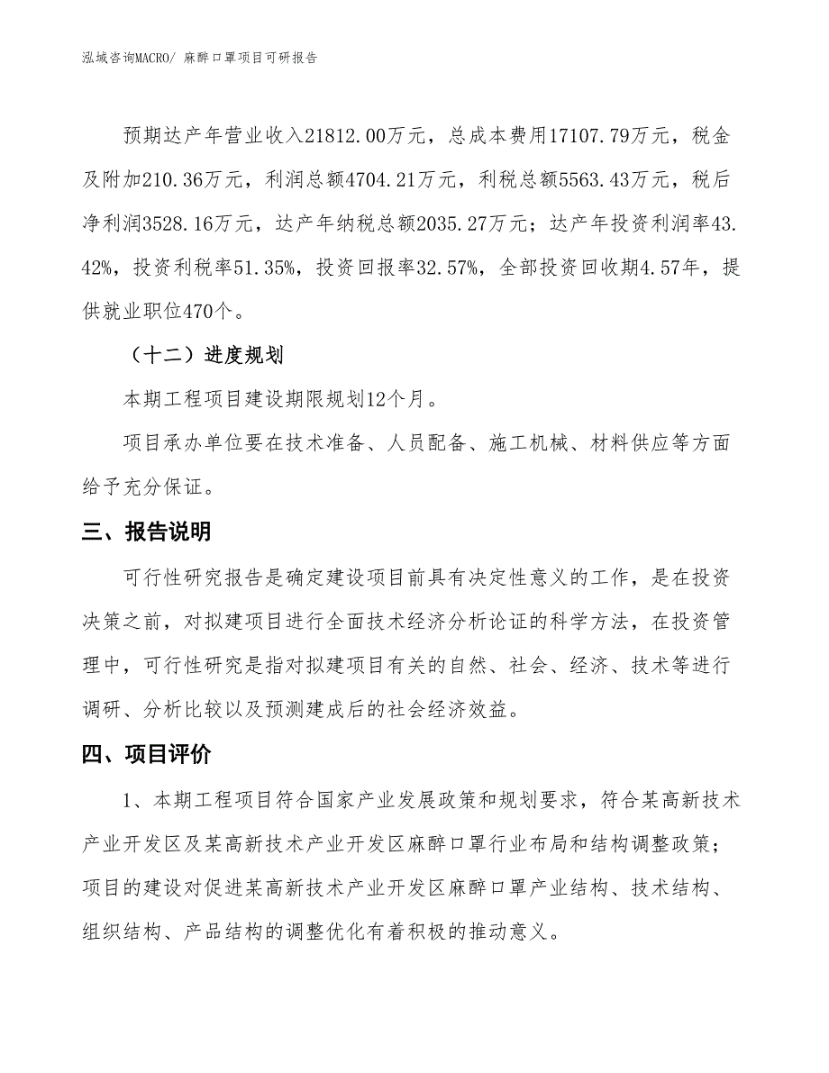 麻醉口罩项目可研报告_第4页