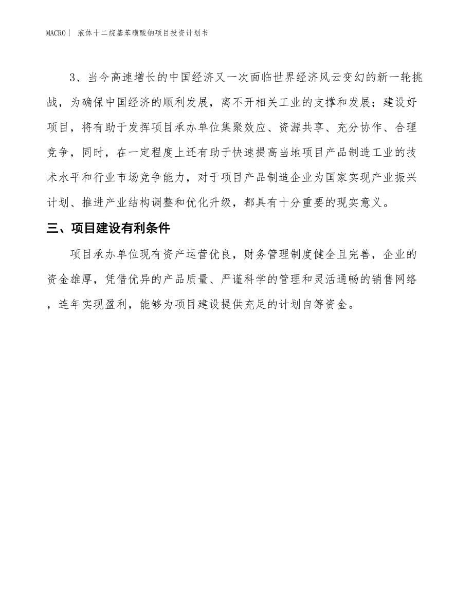 （招商引资报告）液体十二烷基苯磺酸钠项目投资计划书_第5页