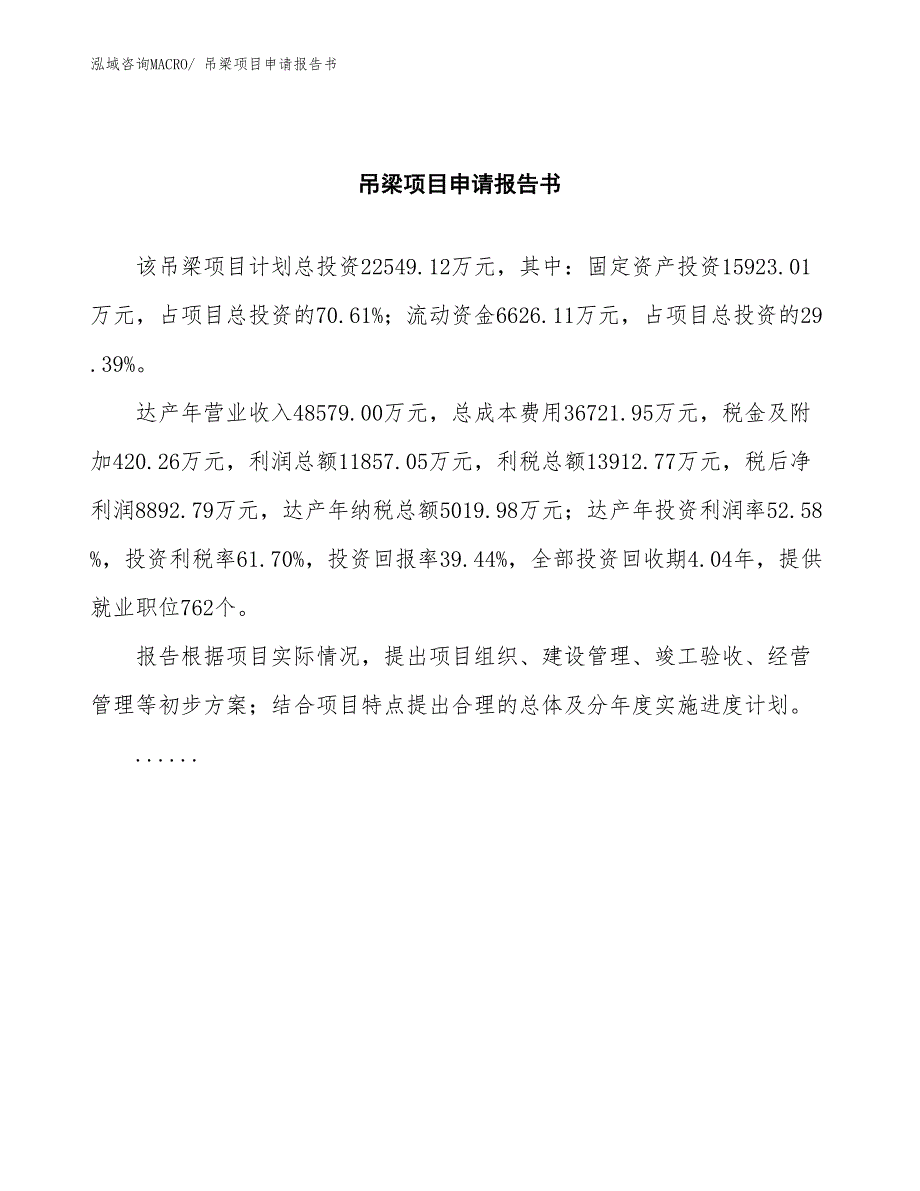 吊梁项目申请报告书_第2页