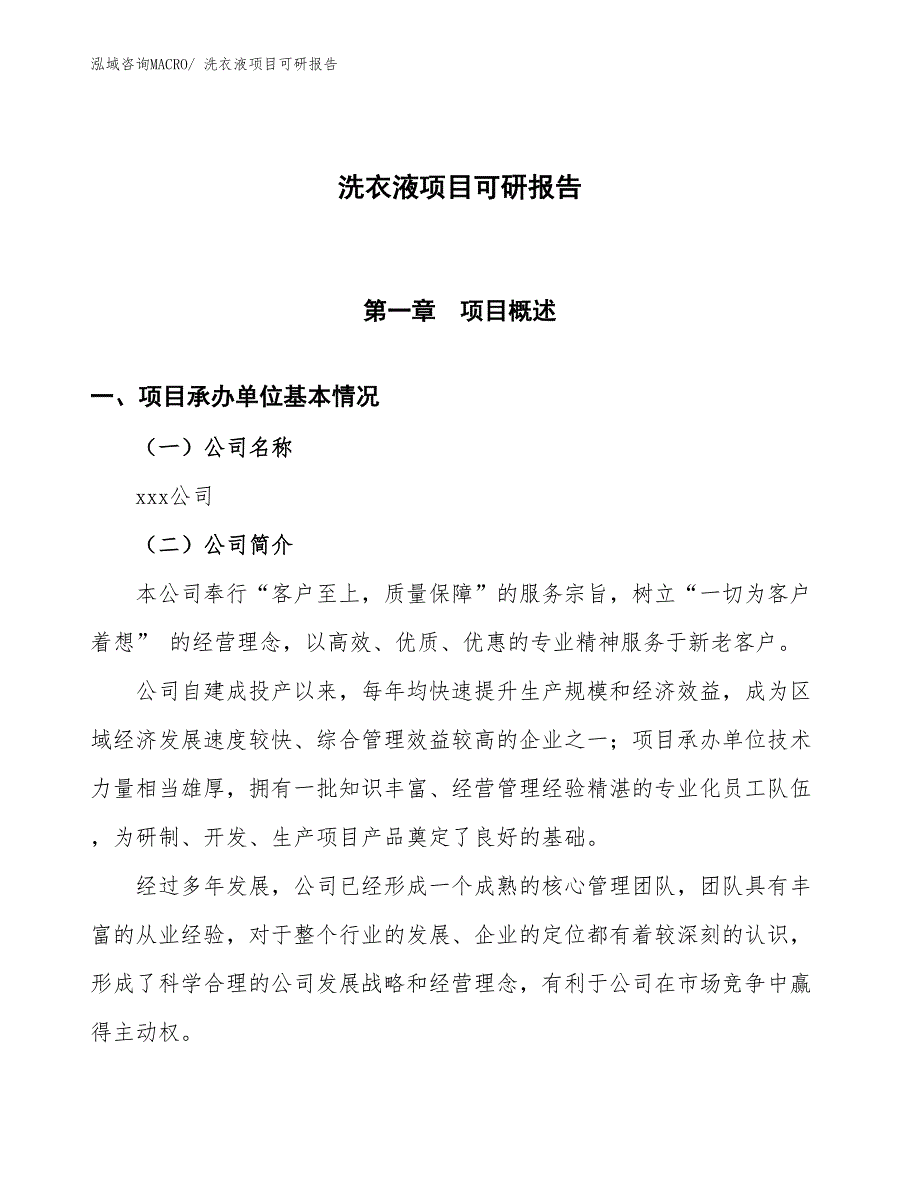 洗衣液项目可研报告_第1页