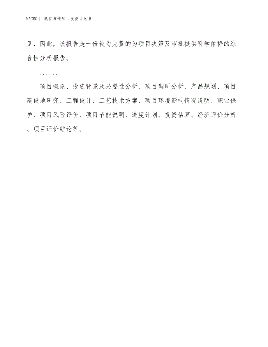 （招商引资报告）低音吉他项目投资计划书_第2页