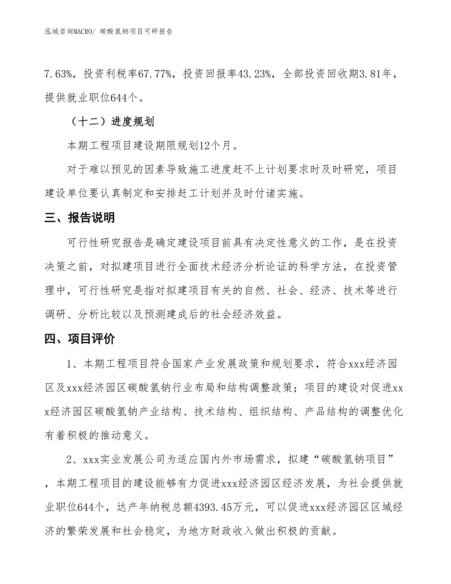 碳酸氢钠项目可研报告_第4页