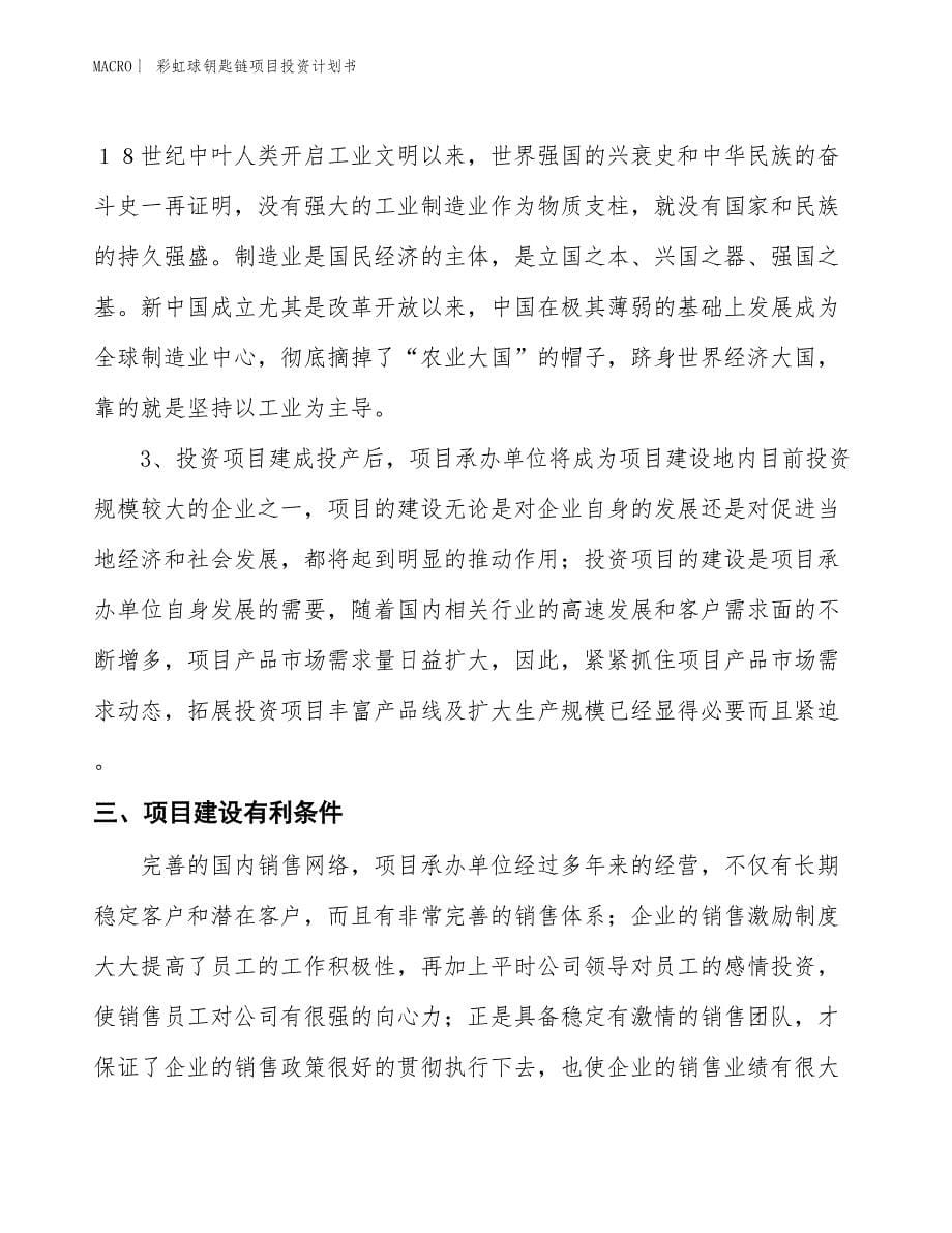 （招商引资报告）彩虹球钥匙链项目投资计划书_第5页