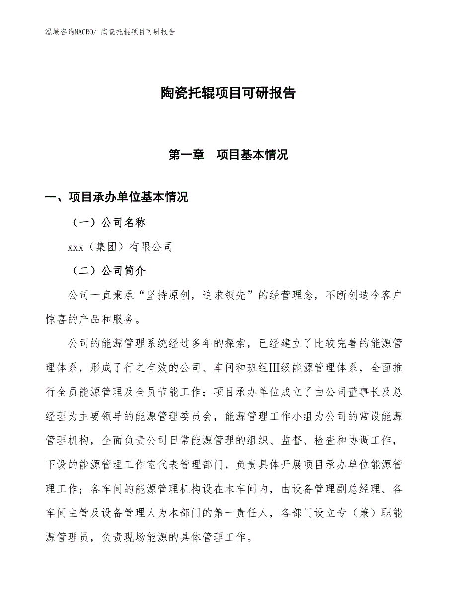 陶瓷托辊项目可研报告_第1页