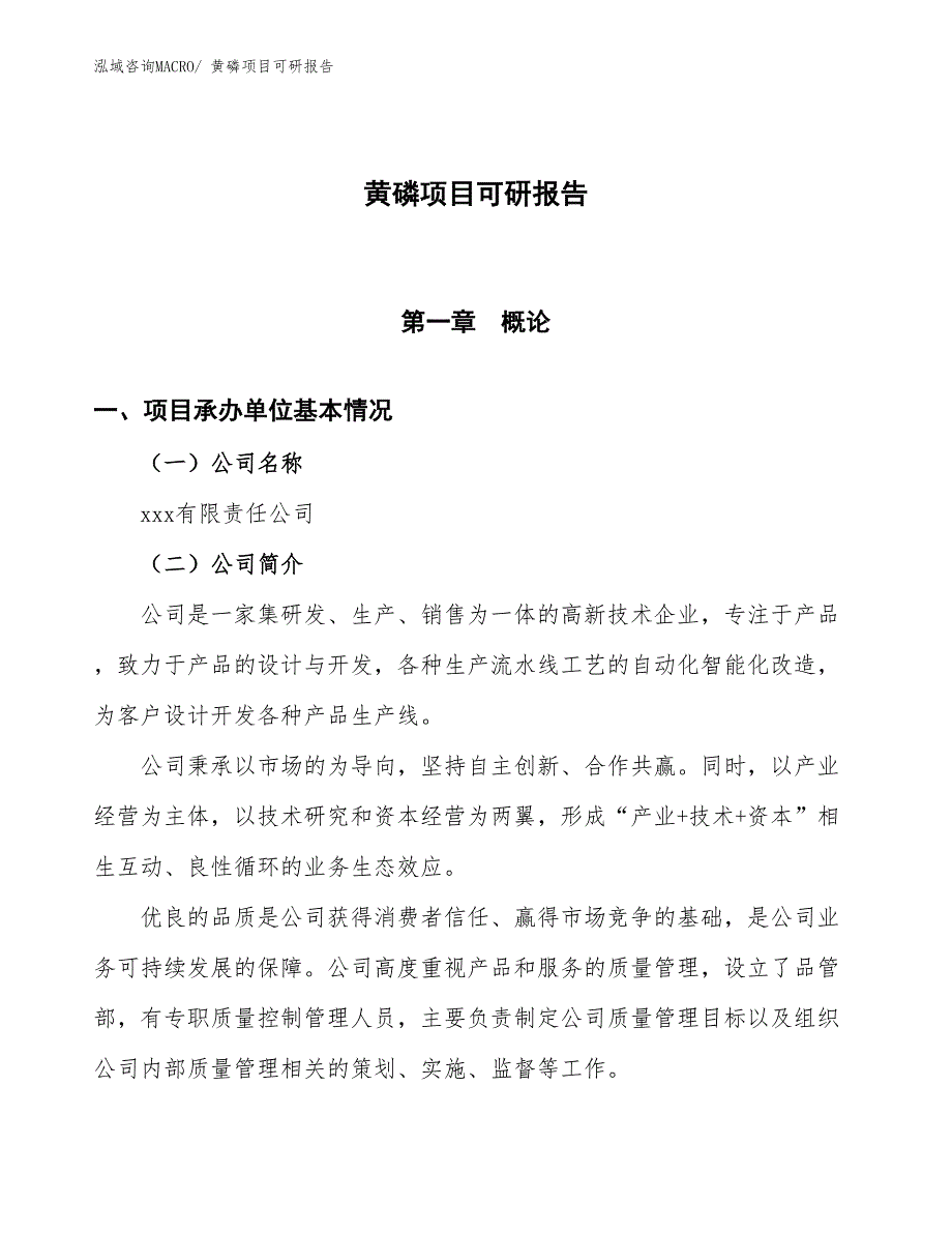 黄磷项目可研报告_第1页