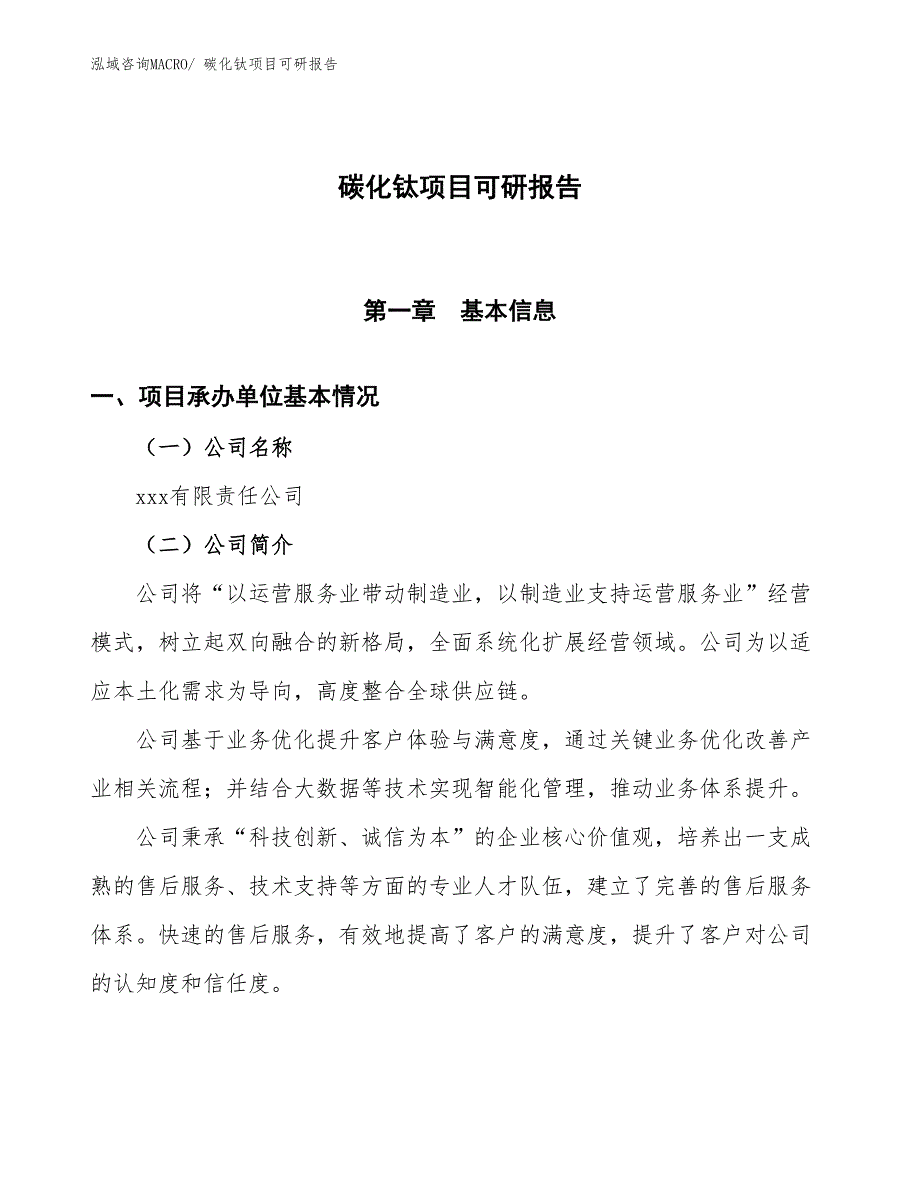 碳化钛项目可研报告_第1页