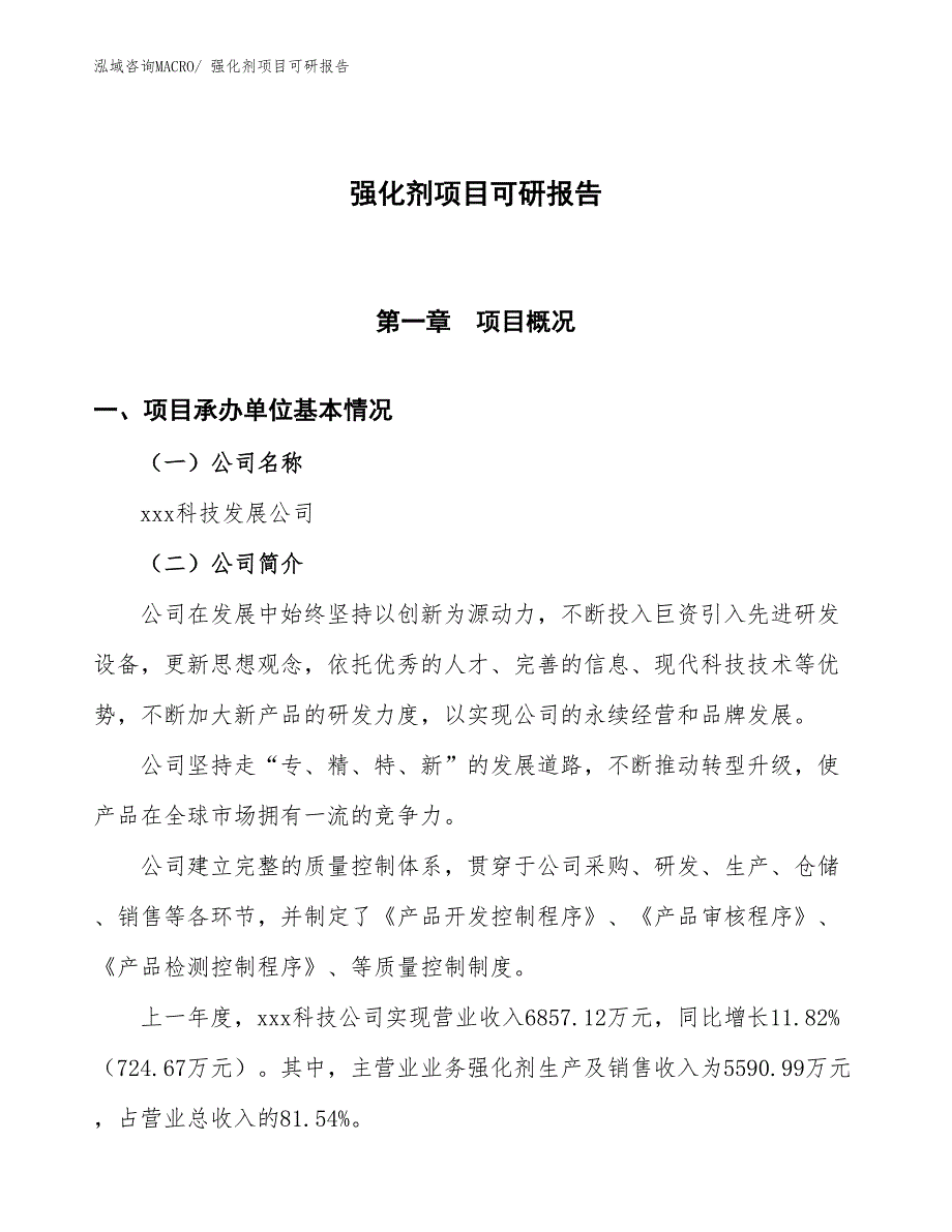 强化剂项目可研报告_第1页