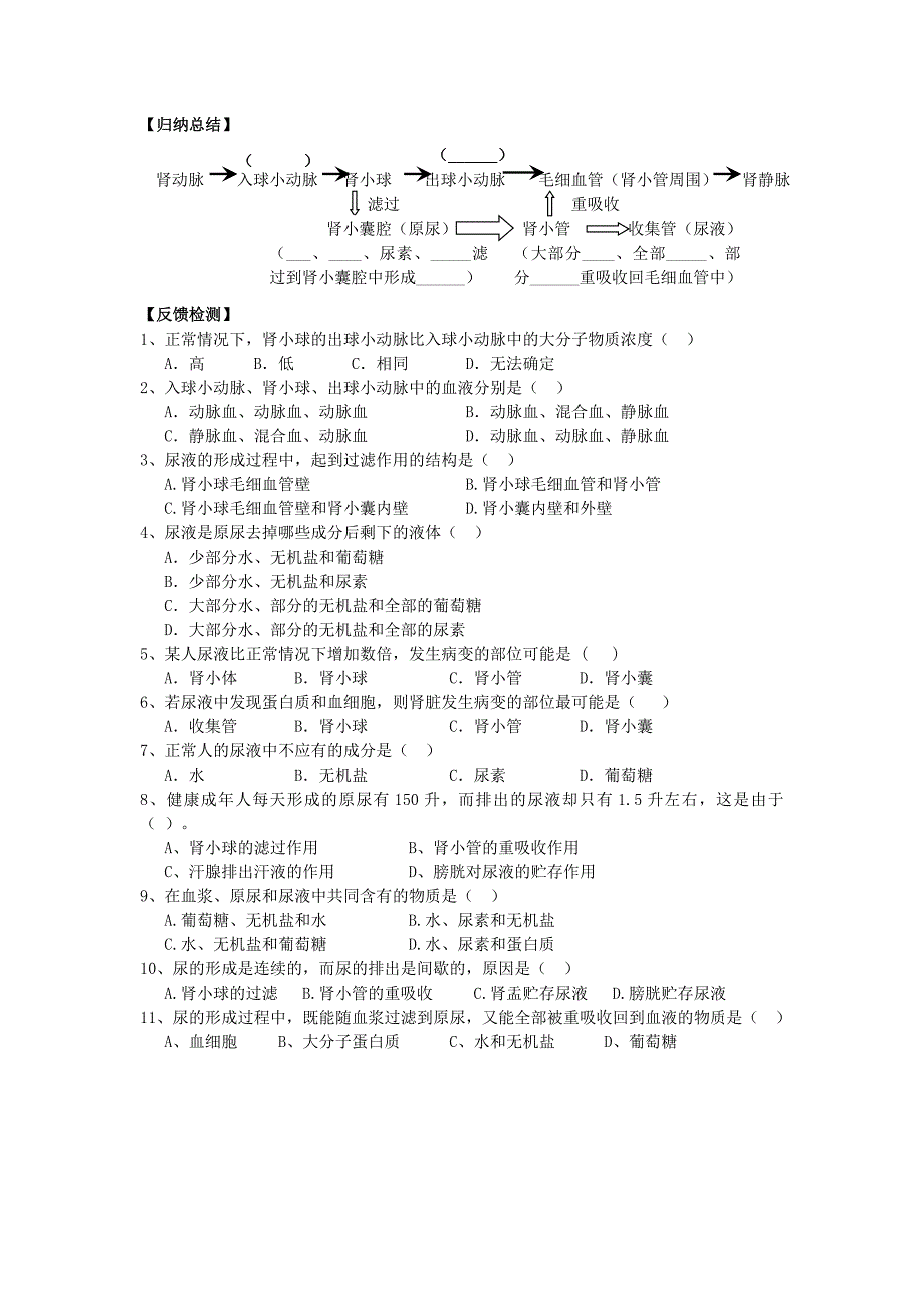 11.2 人体废物的排出 学案 (1)_第2页