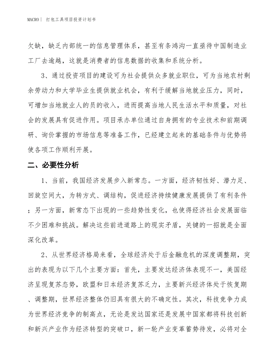 （招商引资报告）打包工具项目投资计划书_第4页