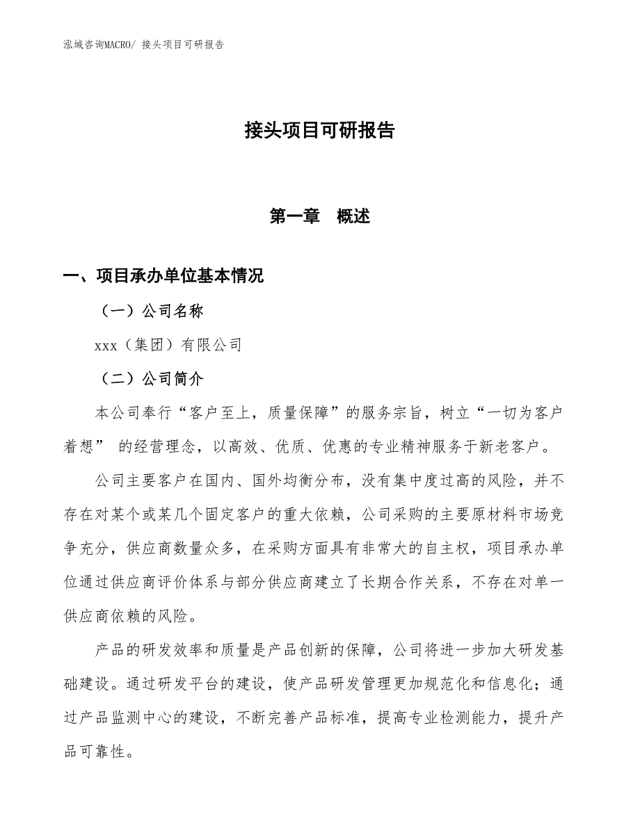 接头项目可研报告_第1页