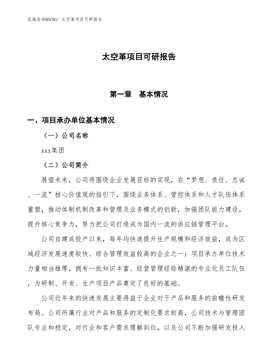 太空革项目可研报告_第1页