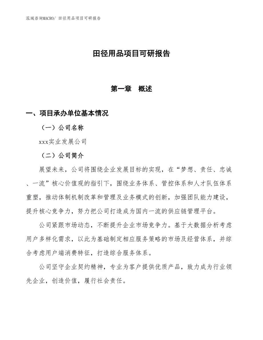 田径用品项目可研报告_第1页