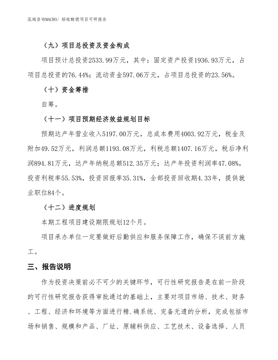 铝硅酸锶项目可研报告_第4页