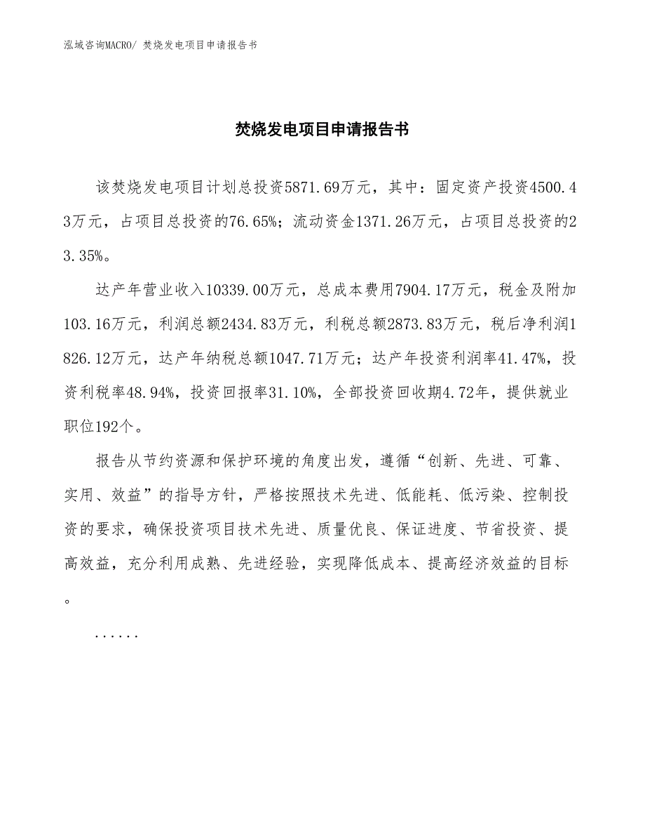 焚烧发电项目申请报告书_第2页