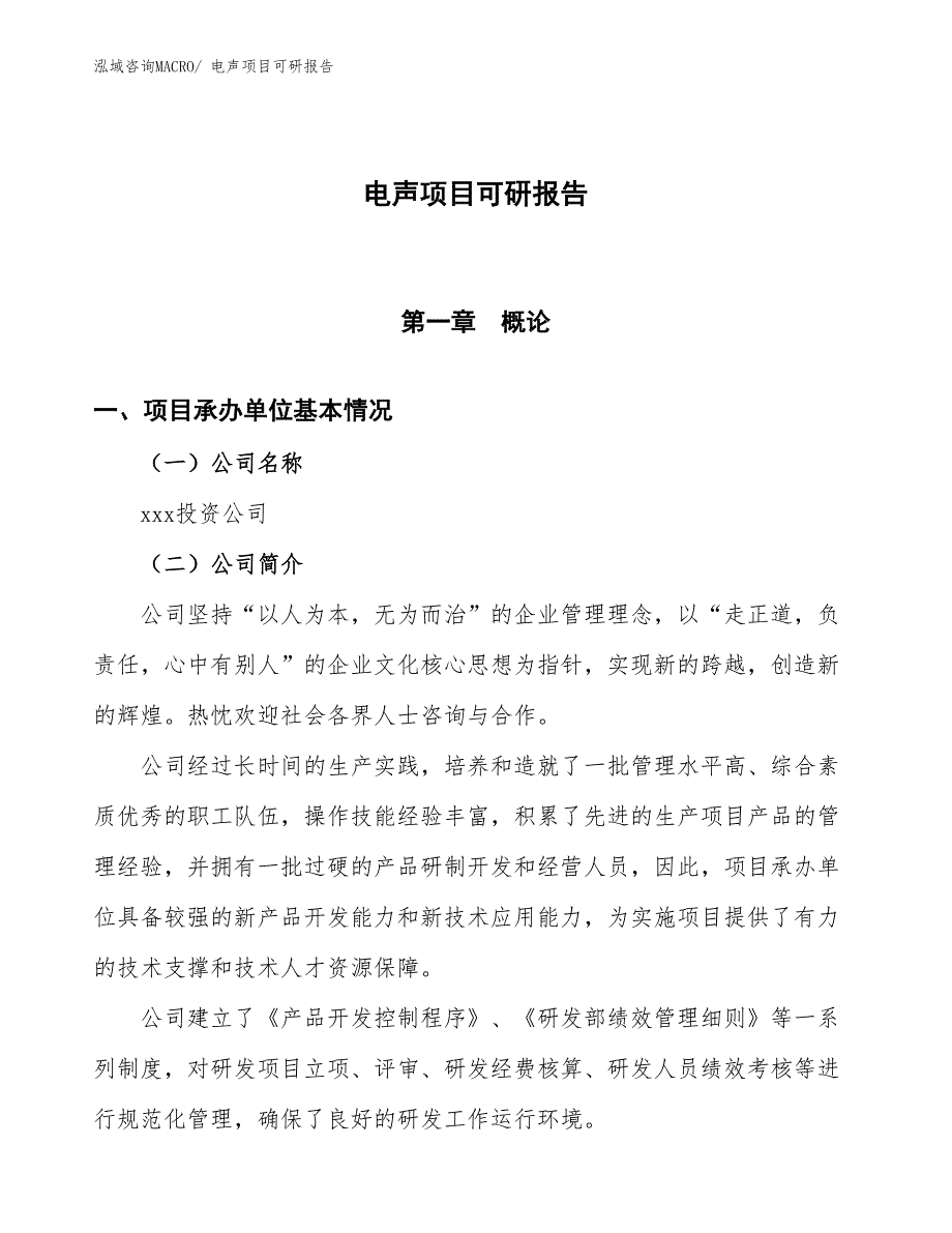 电声项目可研报告_第1页