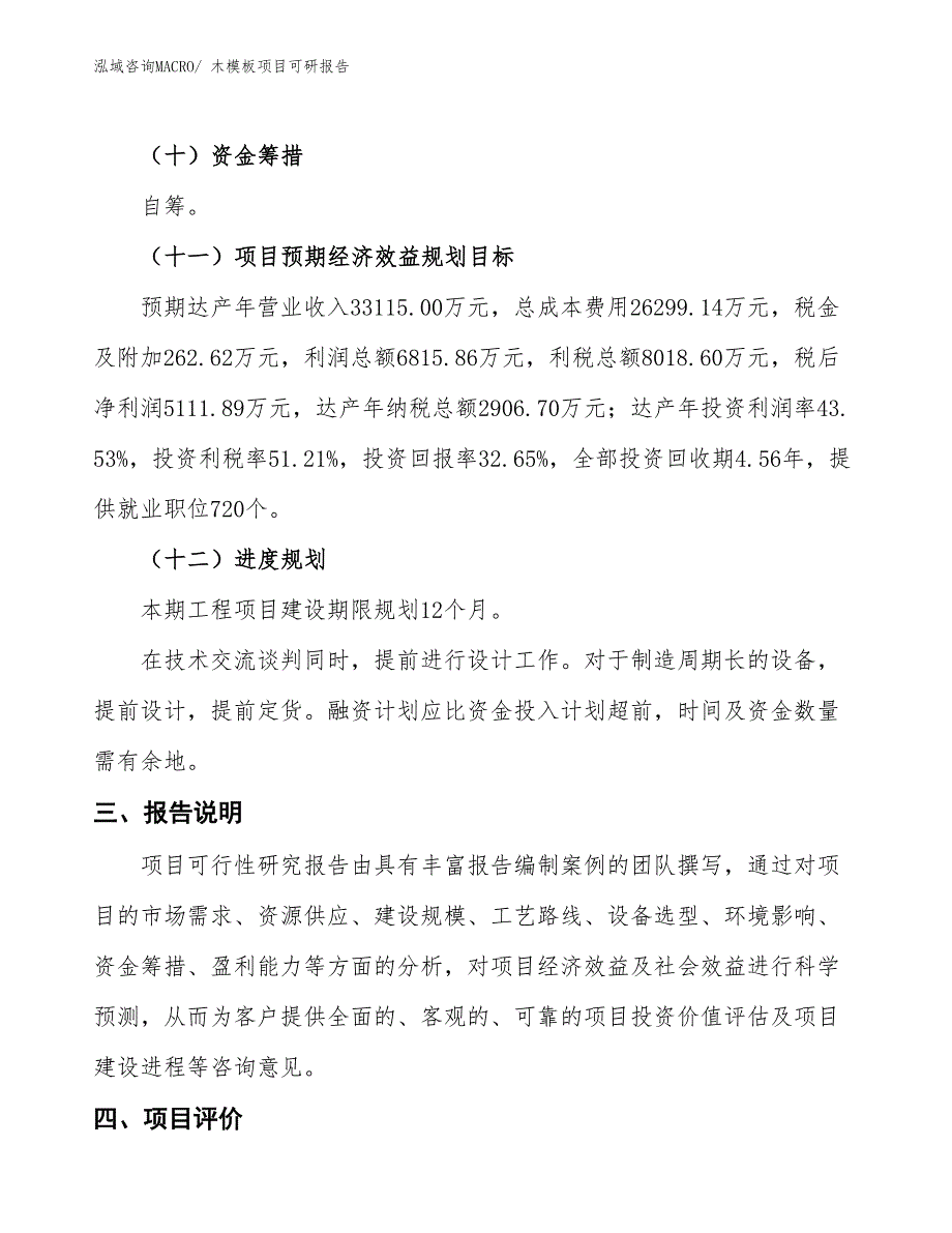 木模板项目可研报告_第4页