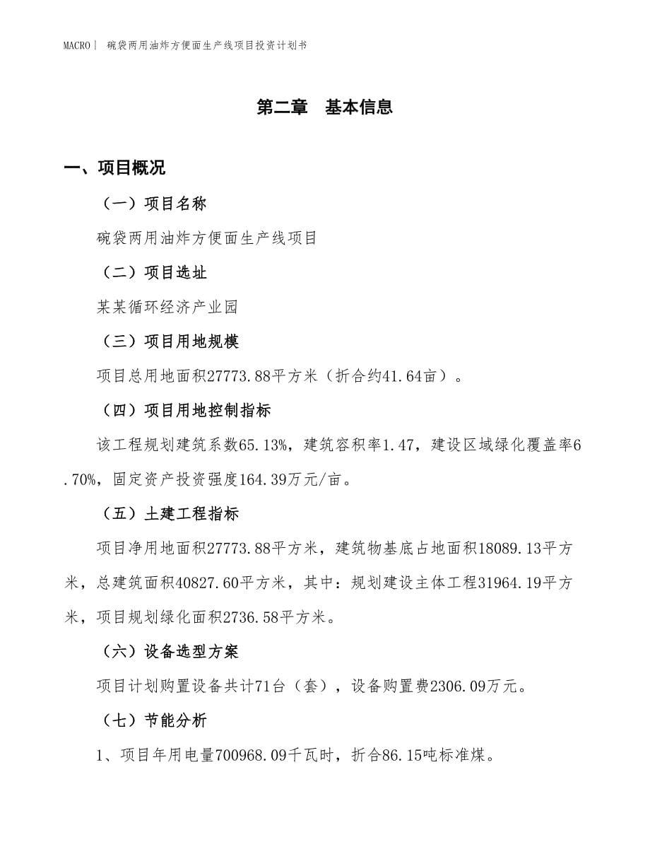 （招商引资报告）碗袋两用油炸方便面生产线项目投资计划书_第5页