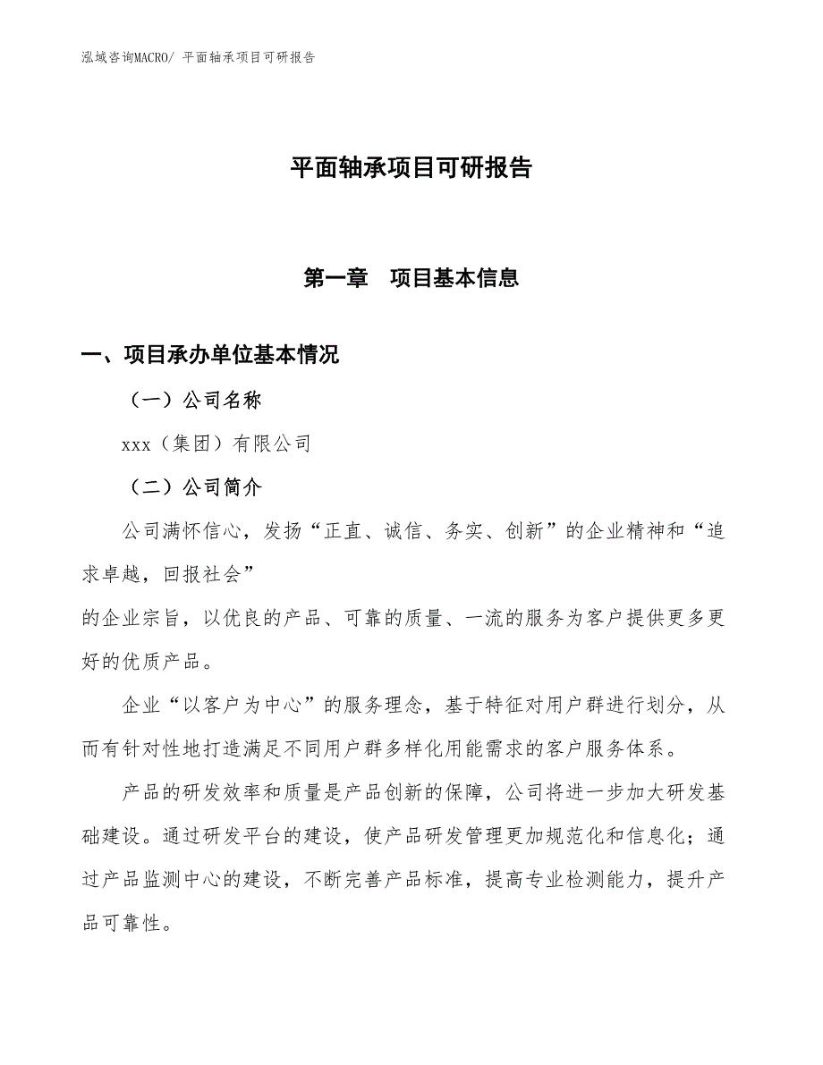 平面轴承项目可研报告_第1页