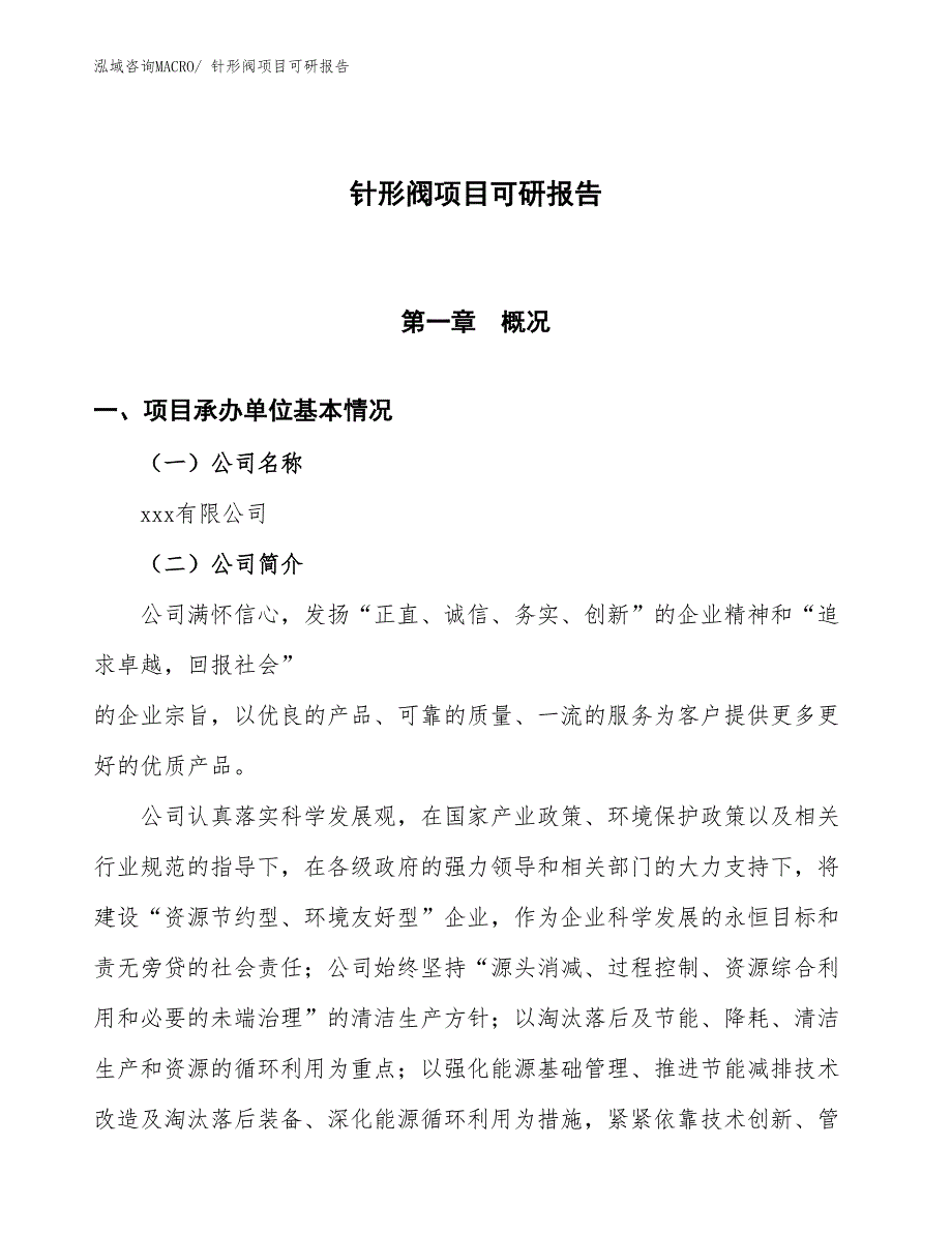 针形阀项目可研报告_第1页