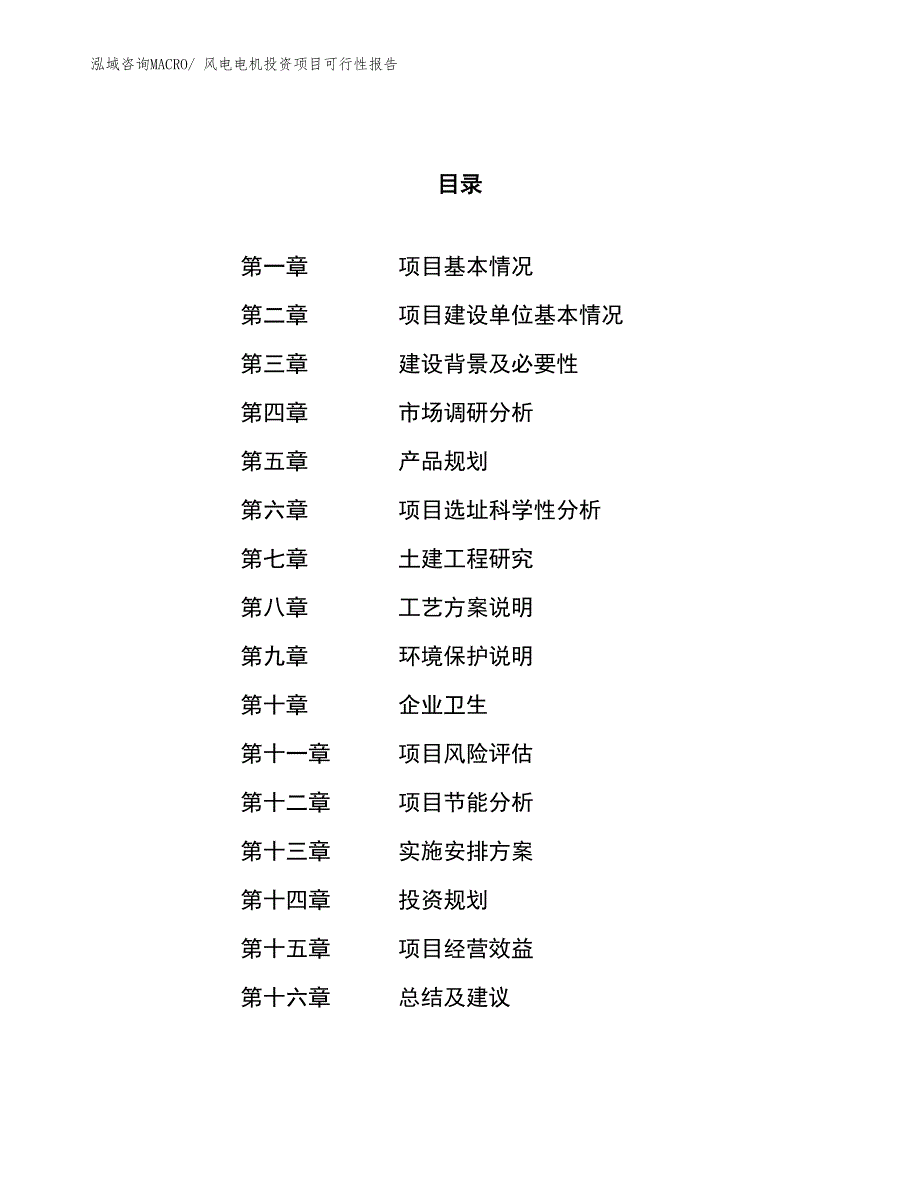 （项目申请）风电电机投资项目可行性报告_第1页