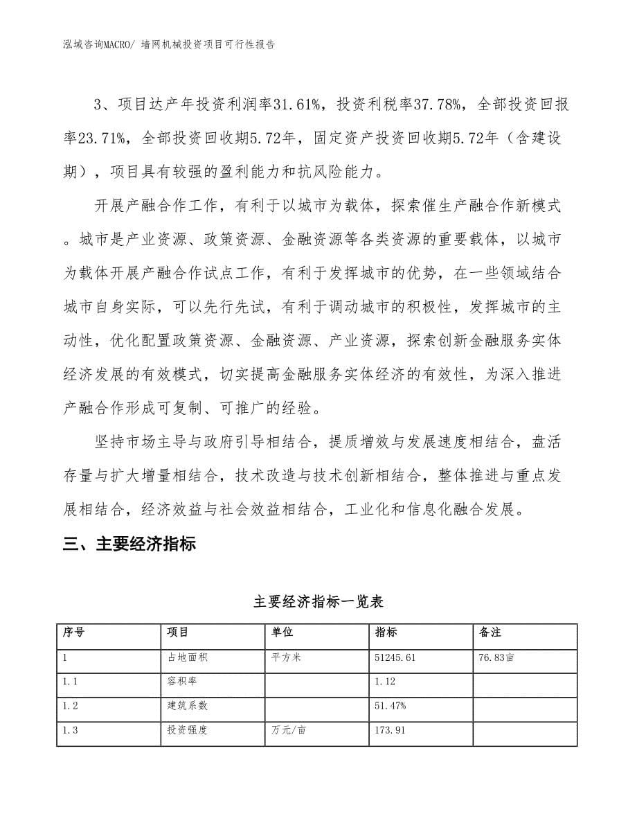 （项目申请）墙网机械投资项目可行性报告_第5页