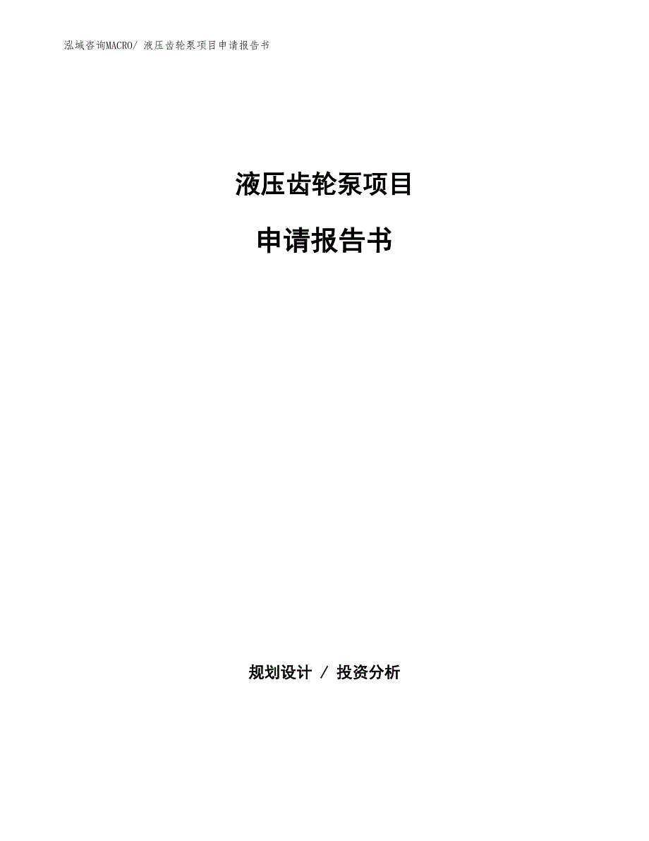 液压齿轮泵项目申请报告书_第1页