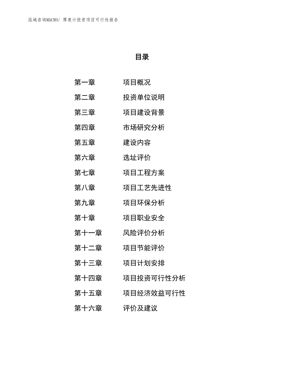 （项目申请）厚度计投资项目可行性报告_第1页