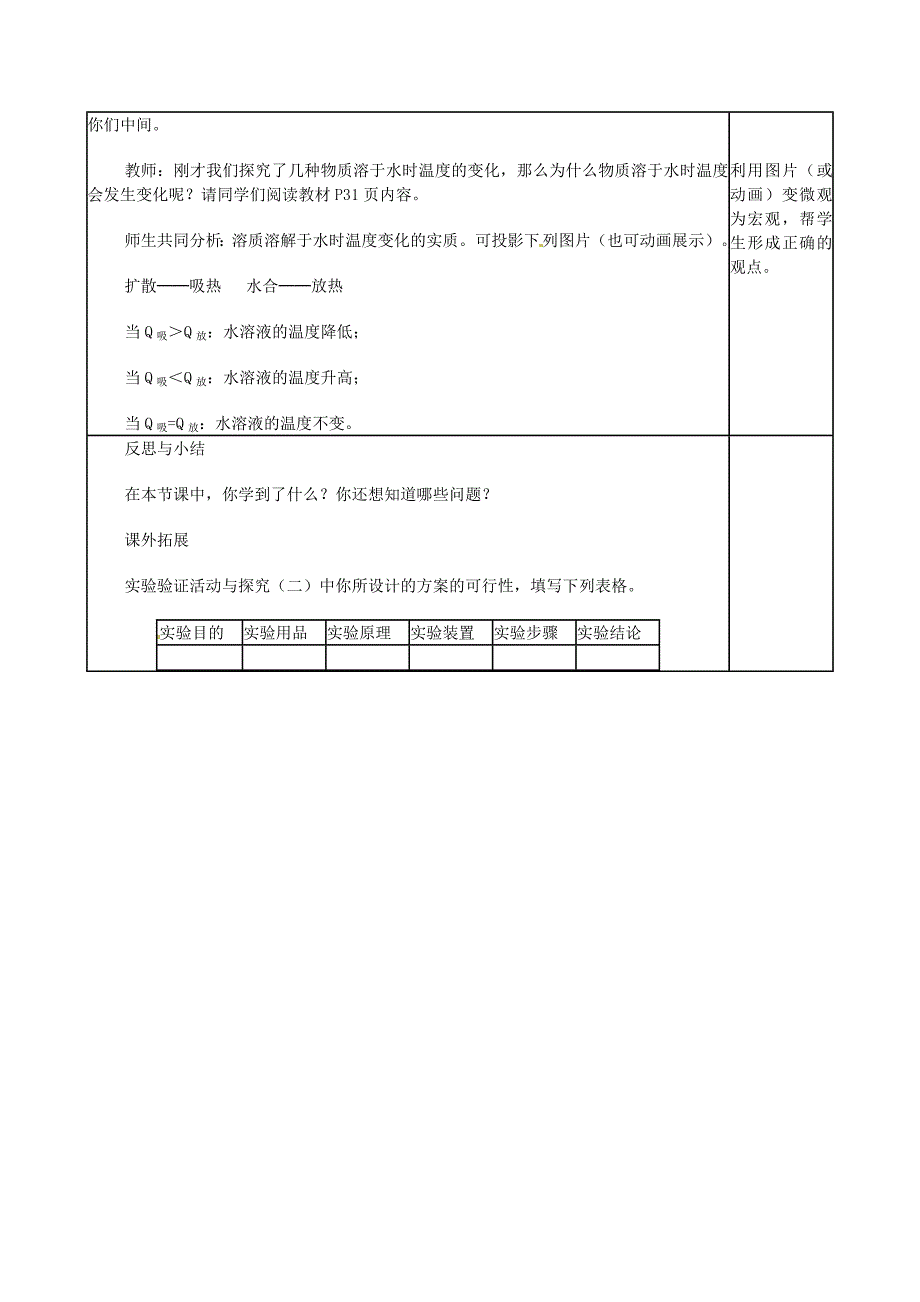 9.1 《溶液的形成 (第二课时)》教学设计 （新人教版九年级化学上册）_第4页