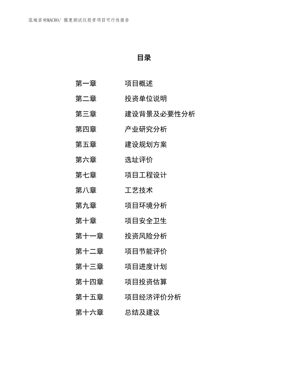 （项目申请）强度测试仪投资项目可行性报告_第1页