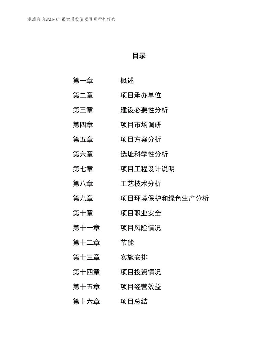 （项目申请）吊索具投资项目可行性报告_第1页