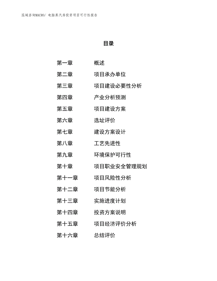 （项目申请）电脑蒸汽房投资项目可行性报告_第1页