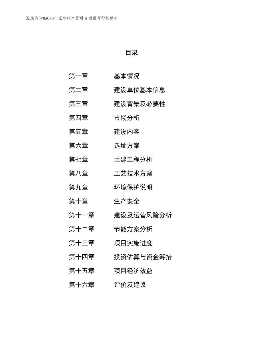 （项目申请）压电扬声器投资项目可行性报告_第1页