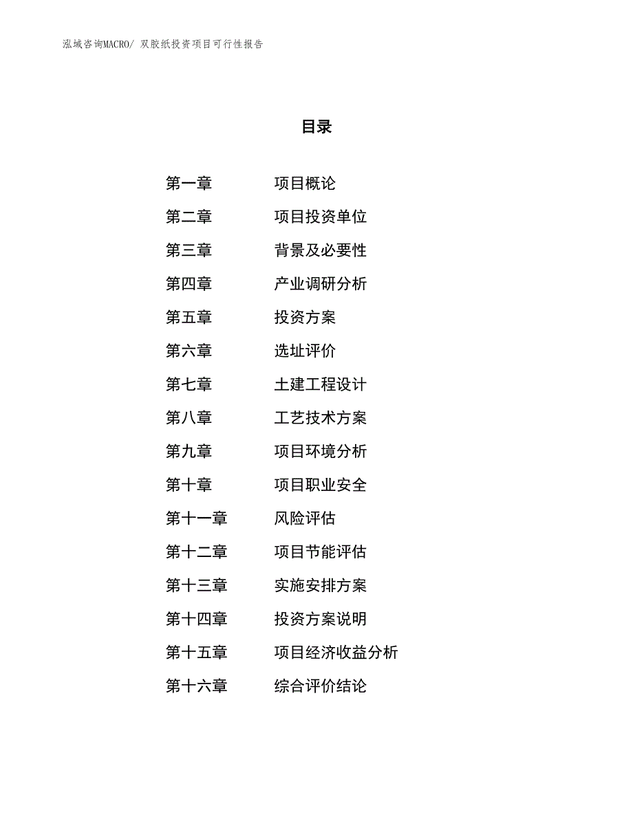 （项目申请）双胶纸投资项目可行性报告_第1页