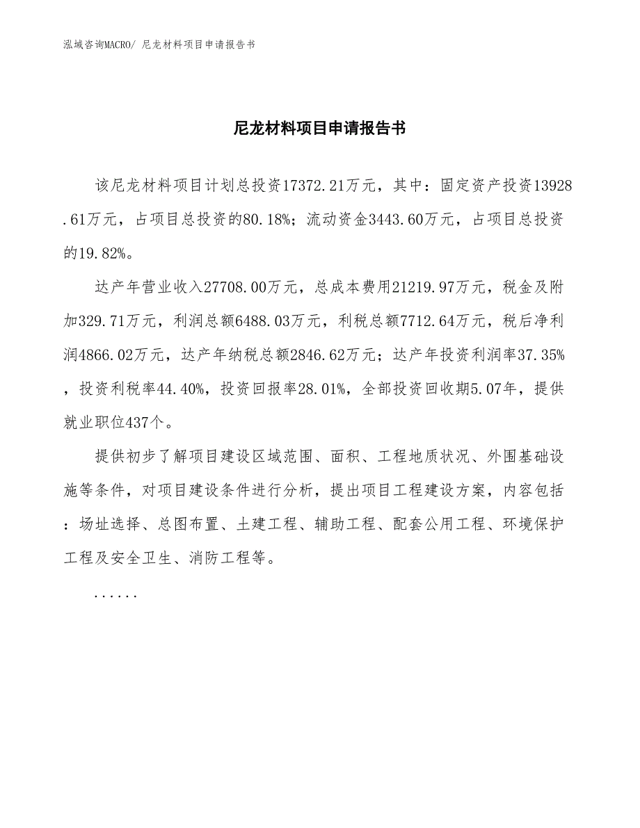 尼龙材料项目申请报告书_第2页