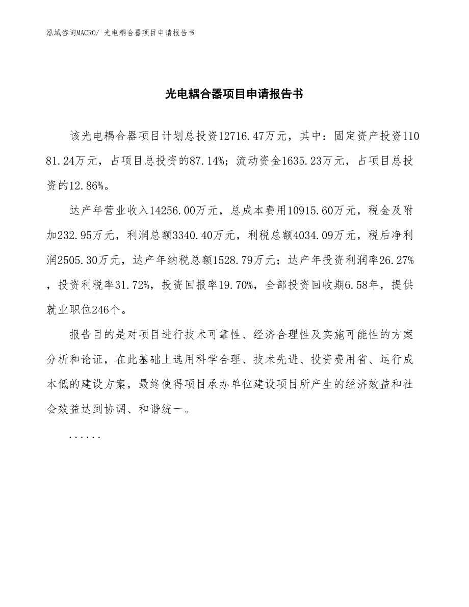 光电耦合器项目申请报告书 (1)_第2页