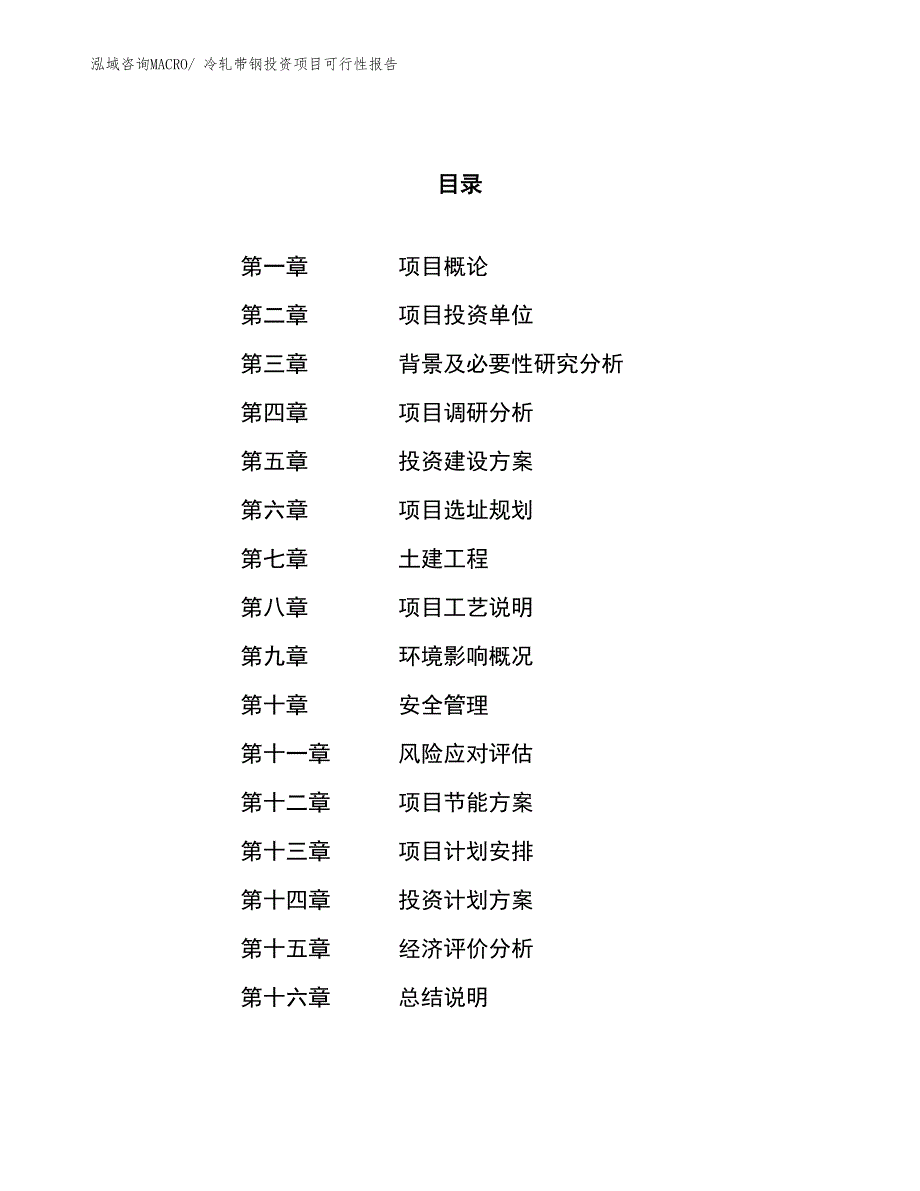 （项目申请）冷轧带钢投资项目可行性报告_第1页