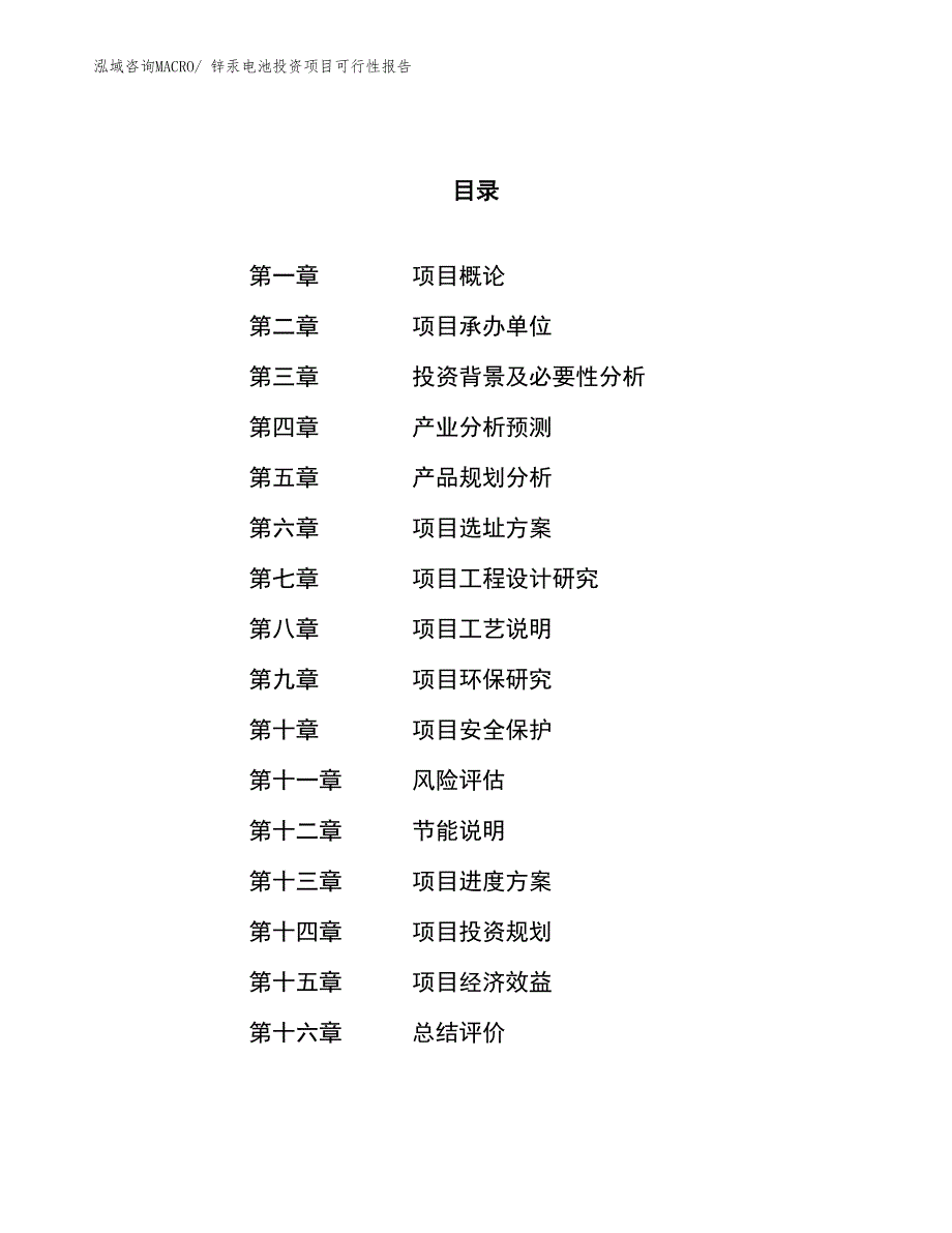 （项目申请）锌汞电池投资项目可行性报告_第1页