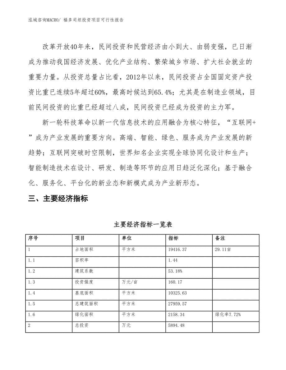 （项目申请）福多司坦投资项目可行性报告_第5页