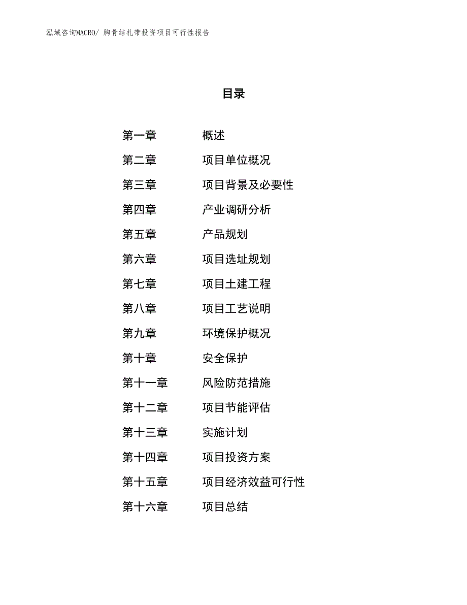 （项目申请）胸骨结扎带投资项目可行性报告_第1页